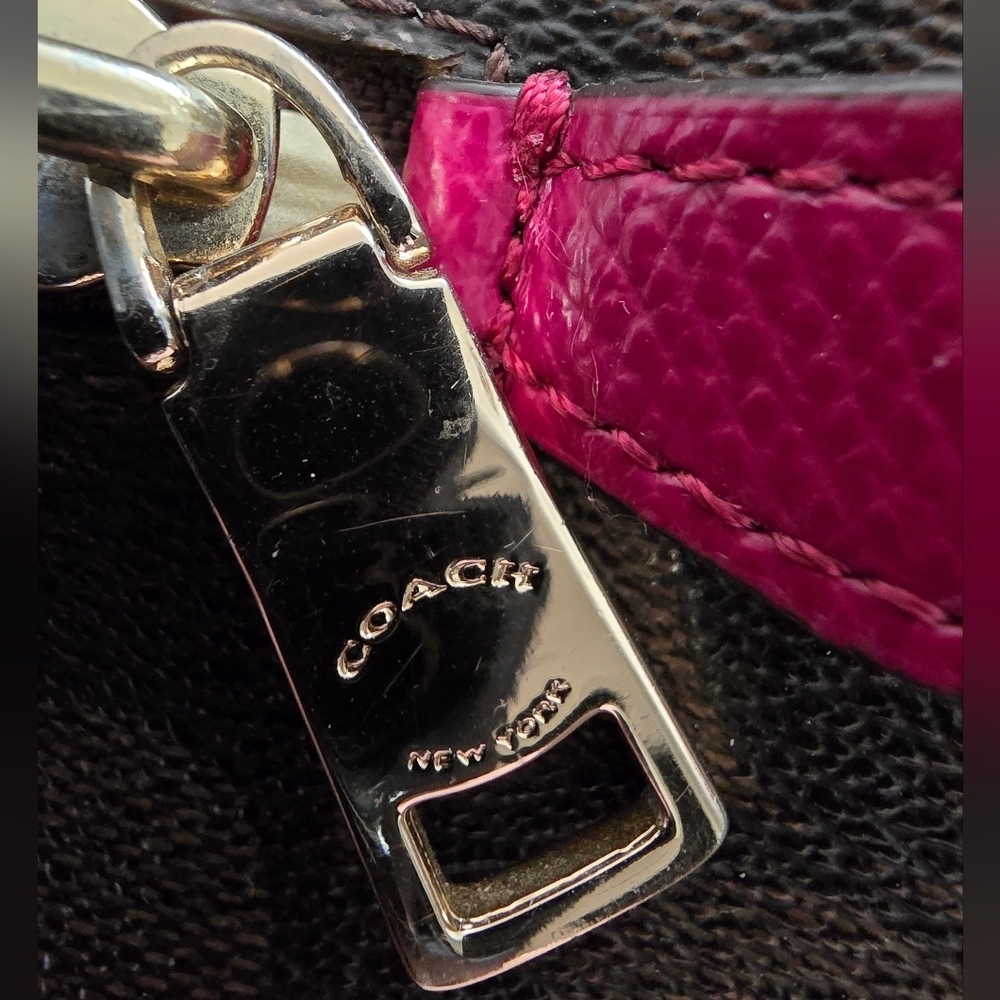 Coach Signature Harley Hobo Brown and Fushia Women's Hand Bag Purse - Picture 9 of 11